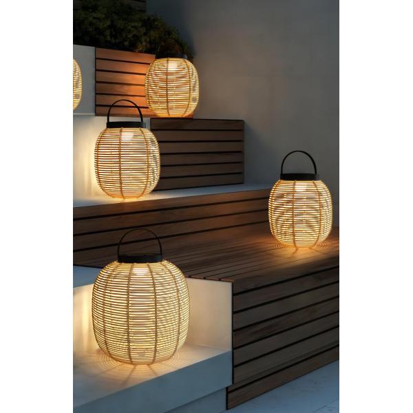 Outdoor Rattan Decorative Portable Waterproof Floor Lamp Solar Garden Light