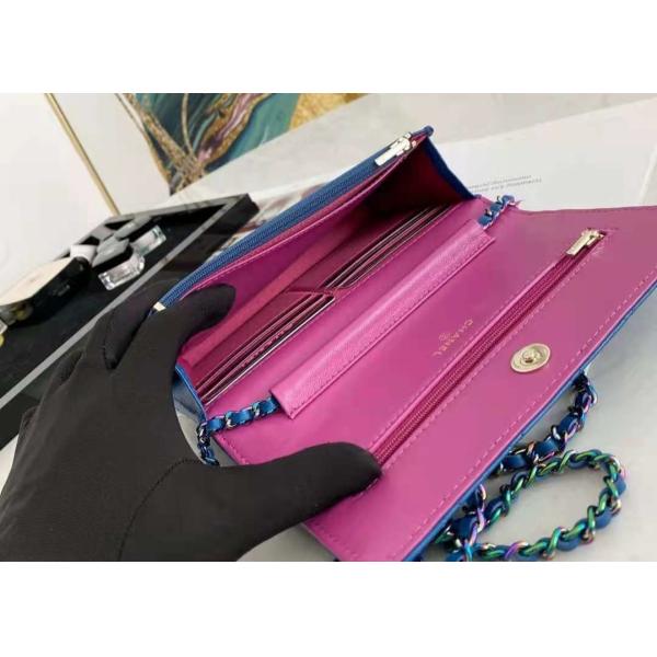 Inclined Shoulder Cowhide 19cm Luxury Brand Wallet With Chain