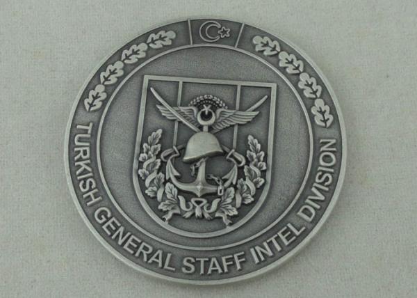 Zinc Alloy Personalized Coins For Turkish General Staff Intel Division With Antique Silver Plating