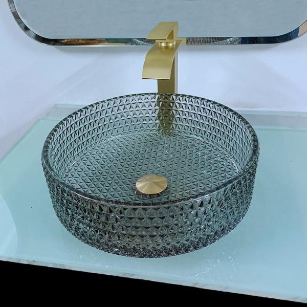 Modern Countertop Glass Wash Basin Black Table Top 120mm Height Artistic