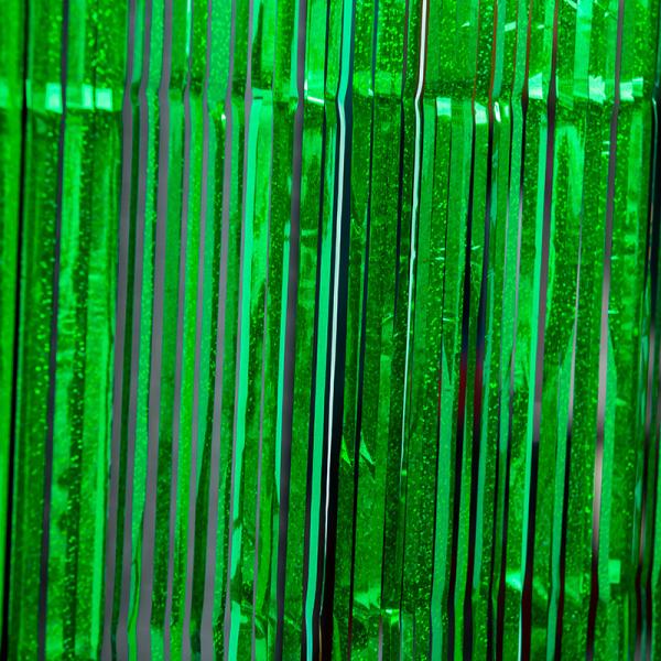 Green Laser Rain Curtain 3.2*8.2ft Iridescent Fringe Curtain