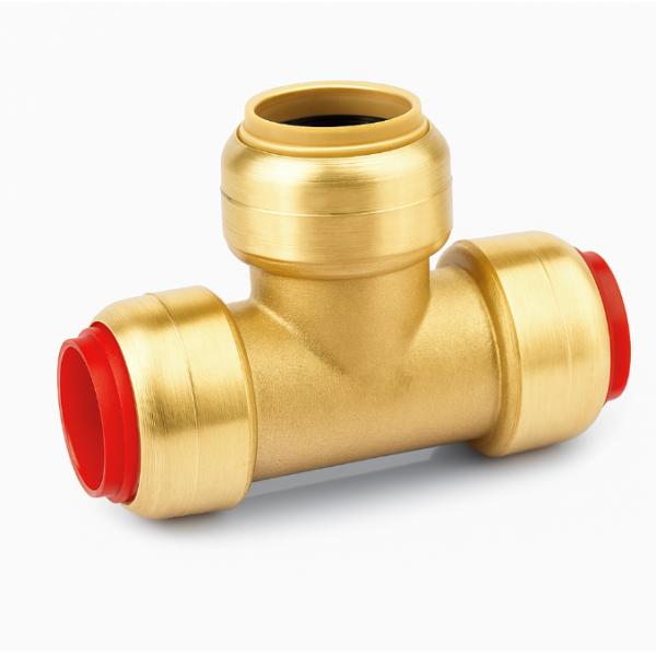 Brass Push Fit Equal Tee 1/2 Inch Quick Release Plumbing Connector