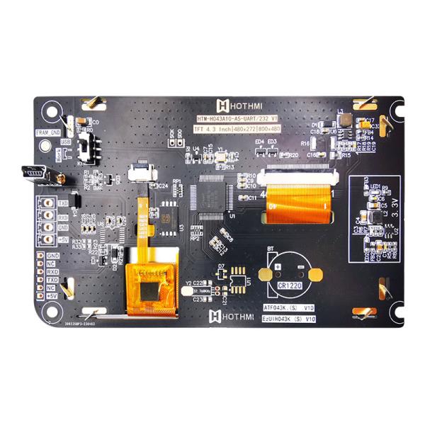 4,3 affichage capacitif de TFT LCD 800x480 d'écran tactile d'UART de pouce AVEC LE TABLEAU de CONTRÔLE d'affichage à cristaux liquides
