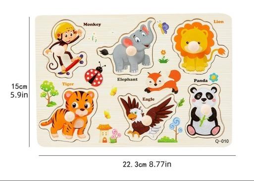 Baby Montessori Toys 3d Puzzle Cartoon Animals Vehicle Cognitive Jigsaw Puzzle Wooden Toys for Children