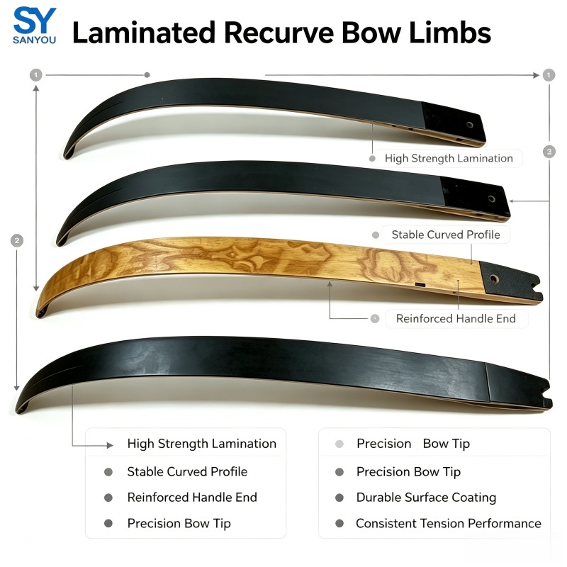 Laminated Wood And Fiberglass Laminated Recurve Bow Limbs Ideal Target Archery