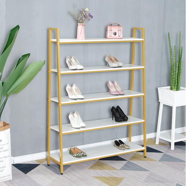Exquisite 4 Storey Women Shoe Store Display Shelves Practical Sturdy Customized Logo