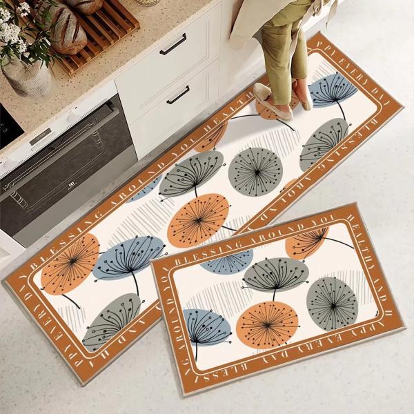 Plant Flower Printing Kitchen Floor Mats Non Slip 40*60mm Rectangle