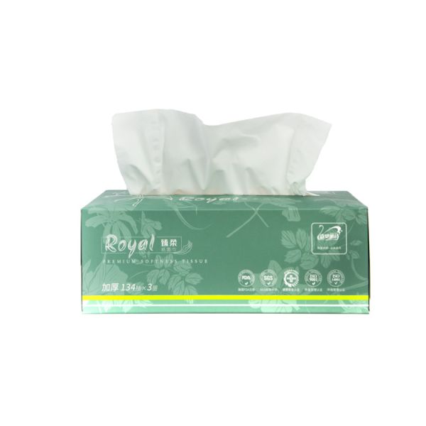 Boxed Tissue 100% Pure Wood Bamboo Pulp Face Towel Customized logo 2/3 Layer Tissue