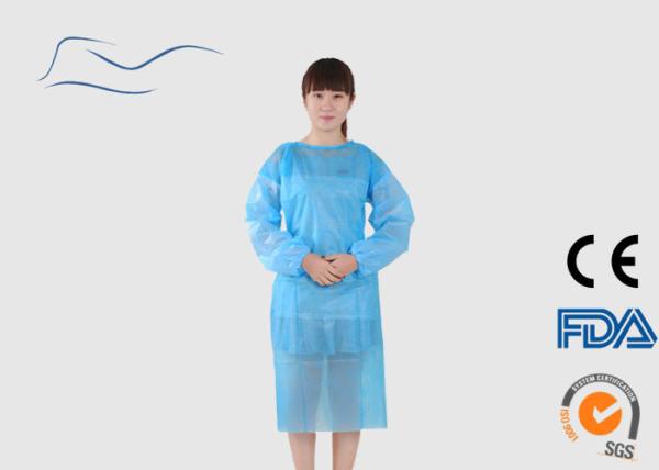 PP Blue Plastic Isolation Gowns , Dust Proof Medical Isolation Gowns
