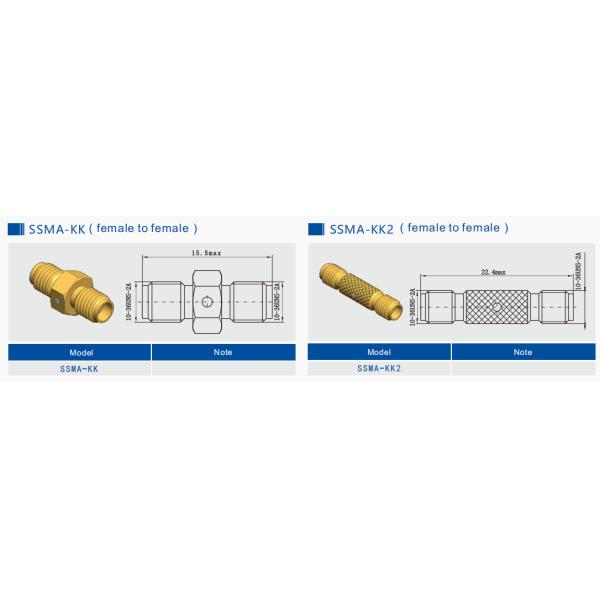 Straight SSMA / Mini SMA Female to Female Jack to Jack RF Coaxial Adapters Up to 18GHz