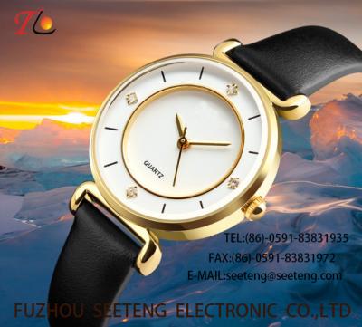 WHOLESALE PU STRAP ALLOY CASE QUARTZ WATCHES LADIES WATCH WITH DIAMOND
