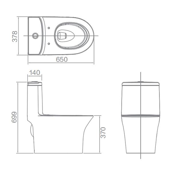 Siphonic One Piece Toilets , Ceramic Sanitary Ware Toilet Bowl S Trap P Trap