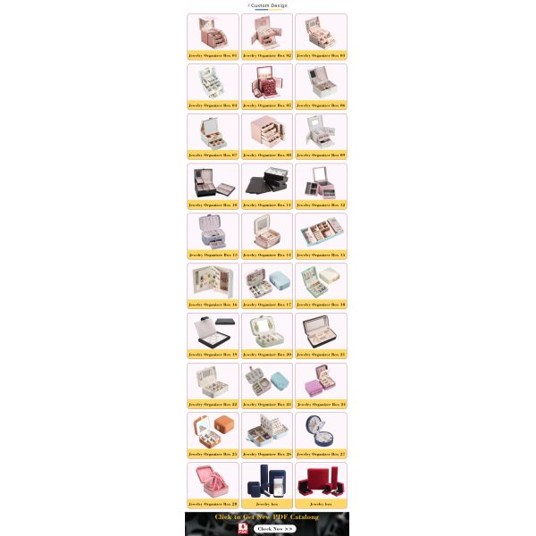 Handmade Luxury PU Leather Jewelry Boxes With Tray Rectangle Shape Customized Color