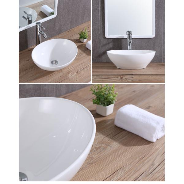 White Vessel Sink Table Top Bathroom Ceramic Sanitary Wares Art Wash Basin