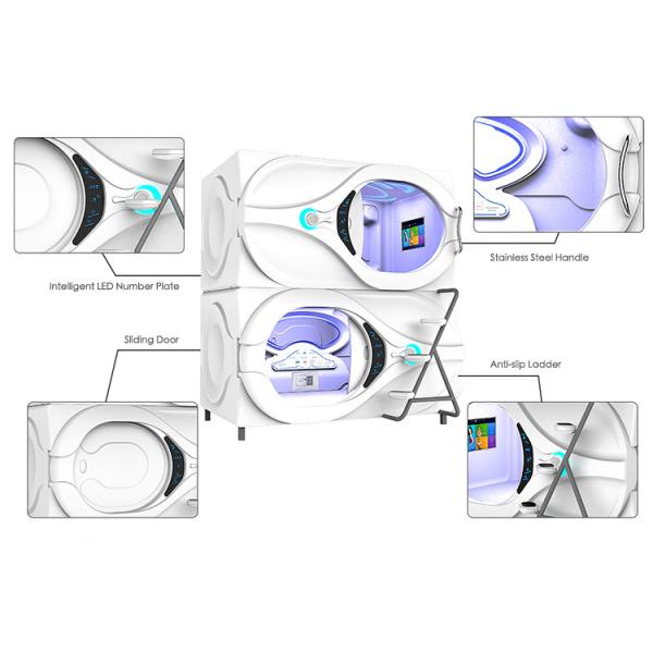Black Patented Appearance Capsule Hotel Bed LED Lights Sliding Doors