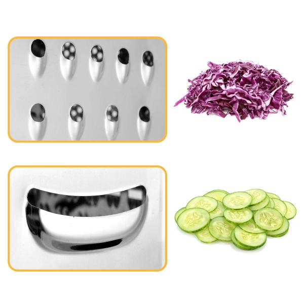 Convenient Handheld Vegetable Slicer and Cheese Grater with Stainless Steel 6-Sided Design