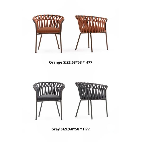 Villa Terrace Furniture Set Rattan Dining Table And Aluminium Chairs Fashion Style