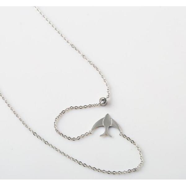 Fashion Jewelry Stainless Steel Bird Shaped Women Necklace Silver color Chain Necklace