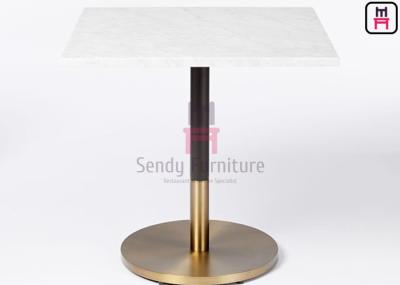 Square Contract Marble Meeting Wooden Dinning Table Dual Color Iron Base Material