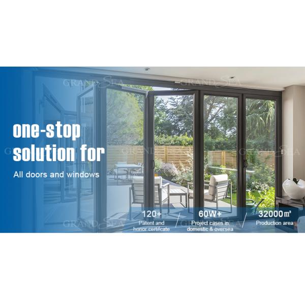 Grandsea Waterproof Hurricane Proof Aluminium Alloy Patio Glass Bi Folding Door American Bifolding Aluminum Folding Door