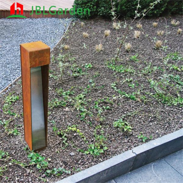 Casa Decoração Iluminação de jardim Caixa de luz de aço corten 200cm de comprimento com energia solar