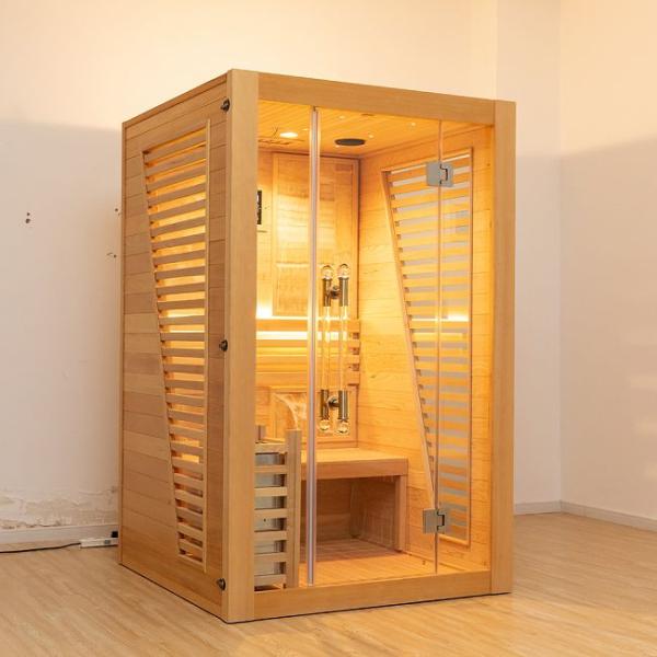 Red Cedar Wooden Home Indoor Traditional Steam Sauna For 2 Person