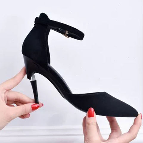High-End Customversatile Foldable Pointed Toe Heels Comfortable Classy Ankle Strap Thin Heels Bridal Shoes