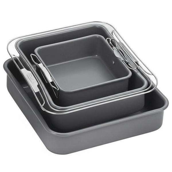 6-Piece Stackable Silicone Baking Pan Set - Temperature Resistant (-40°F to 446°F) Non-Stick Bakeware with Metal Reinforced Frame
