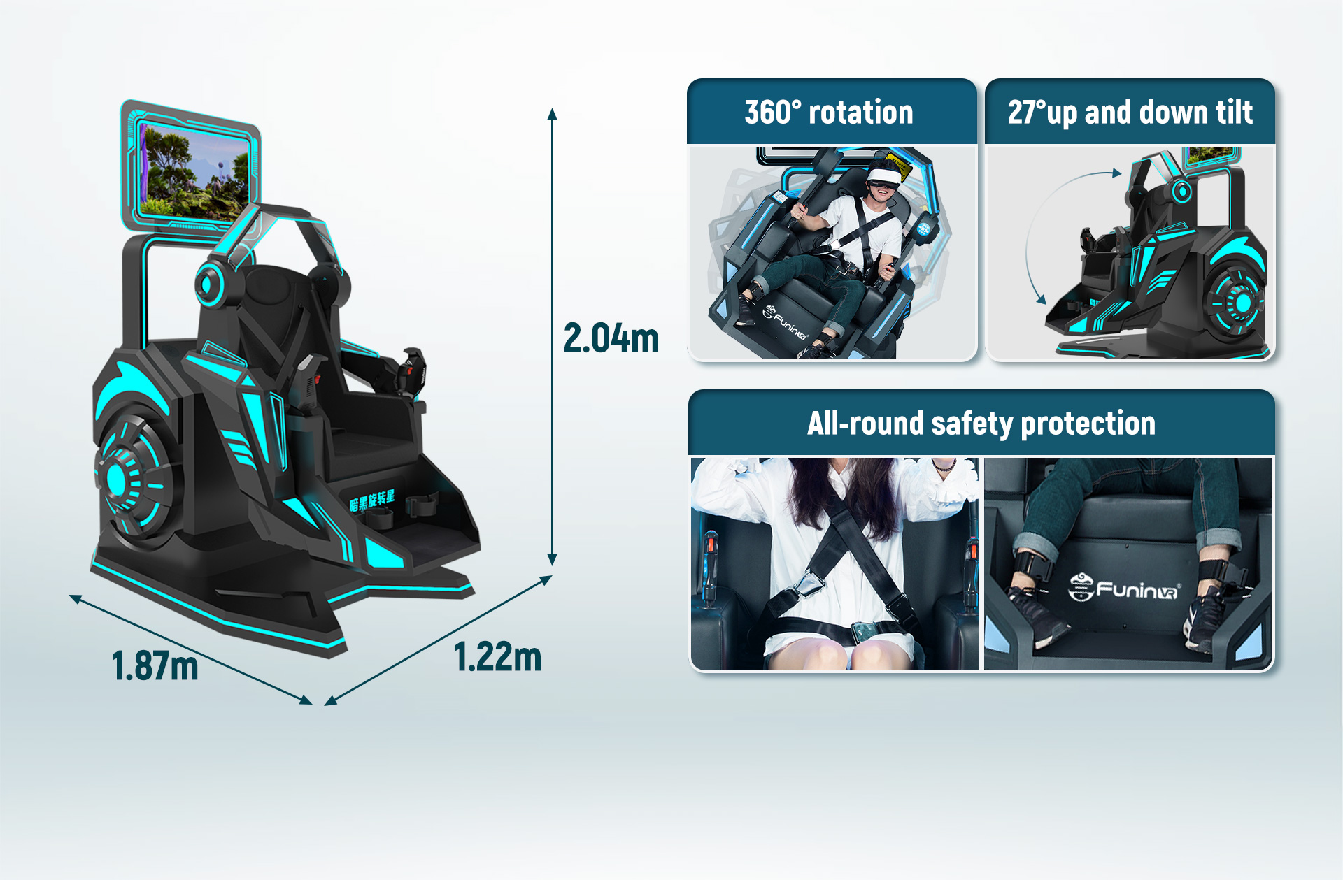 Виртуальная реальность симуляции 9d полета реального имитатора степени VR опыта 360 вращая стул vr 360 градусов