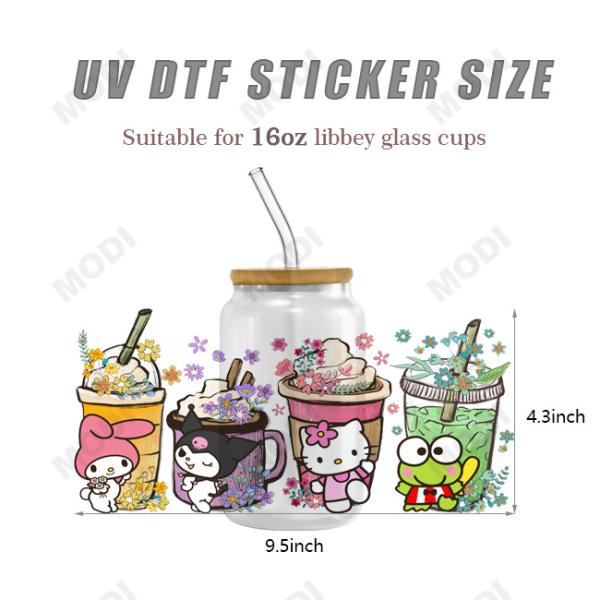 Fábrica Venda Quente Boa Qualidade Pronta para Envio Cartoon Transferência Logotipo Adesivo Vinil UV DTF Cup Wrap Transferências 16oz