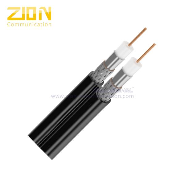 Dual RG6 Quad-Shield Coaxial Cable with 18 AWG CCS Conductor and CMR Rated for CATV MATV Systems