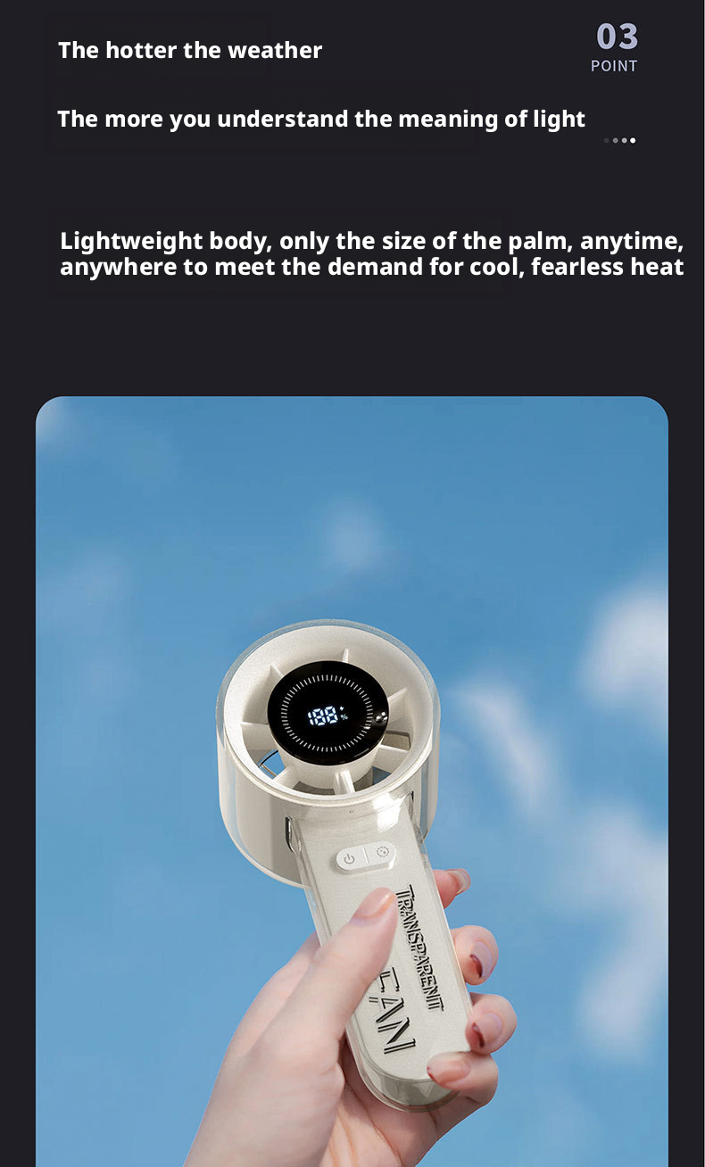 2000mAh Battery Mini Portable Fan Digital Display for Commercial and Household Use