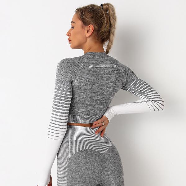 Step-by-step sports tights, speed training running yoga belly button exposed seamless long sleeves
