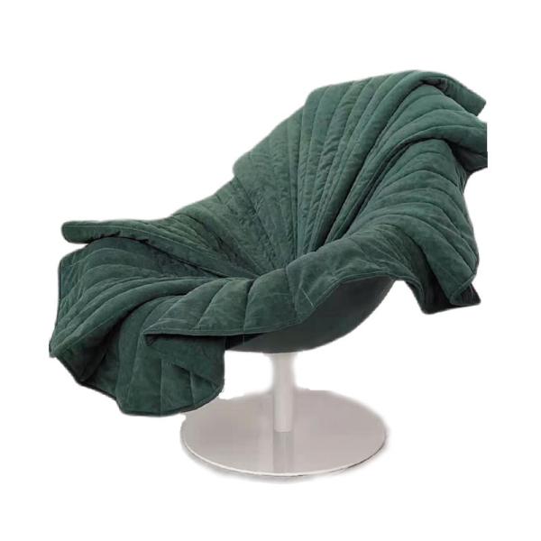 Art furniture decoration special design Rotatable yellow fabric flower shaped chair flocked cloth modern leisure chair