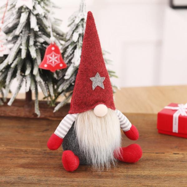 Embroidery Logo Pp Cotton Animated Christmas Plush Blind Santa Claus Long Beard