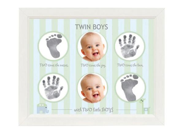 Lovely Cute Baby Twins Hand And Footprint Picture Frame Non Toxic Ink Pad