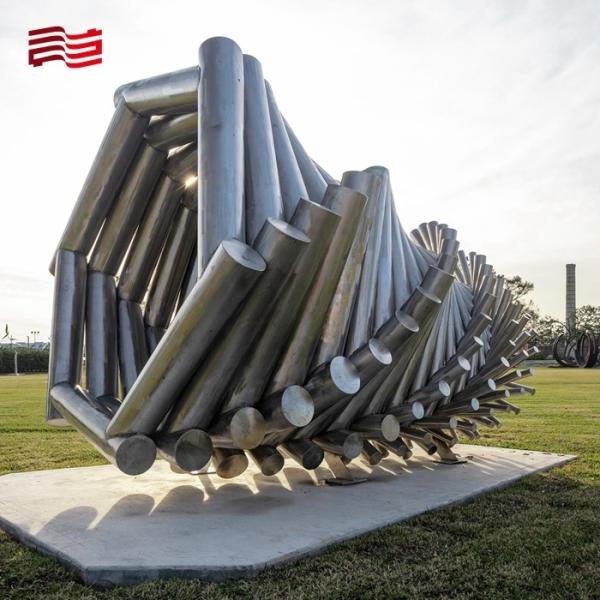 Custom Printing Metal Sculpture Blue Stainless Steel Outdoor Winding Water Pipe Structure