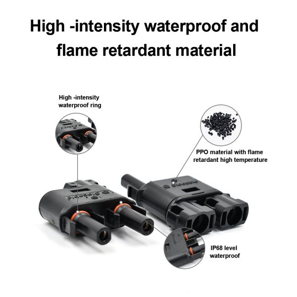 One In Three Waterproof IP68 Solar Panel Cable Connectors , Solar Connectors Photovoltaic Connectors