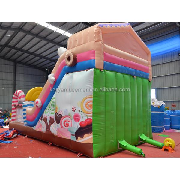 Indoor 26ft 2-lane Commercial PVC Candy Inflatable Bounce House with Arched Door and Blower