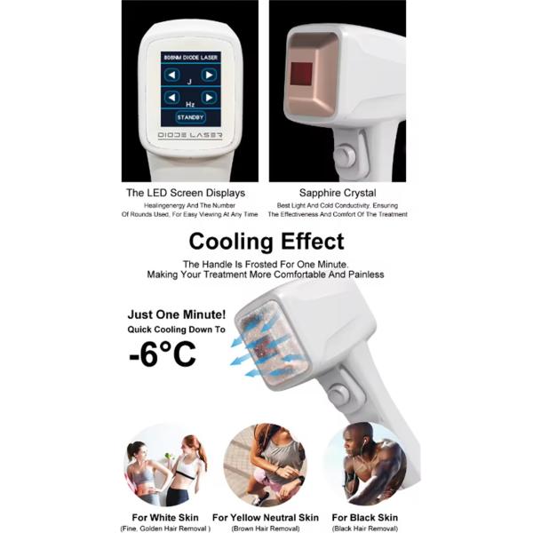 Máquina láser de diodo 808nm de pantalla táctil de 15,6 pulgadas sin dolor para la depilación de la piel