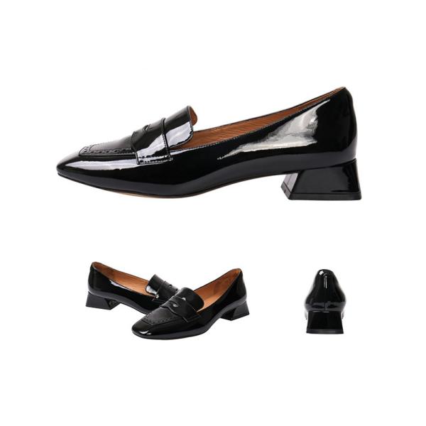 2cm Low Heel Women Pumps Shoes Comfortable Soft Patent Leather Shoes