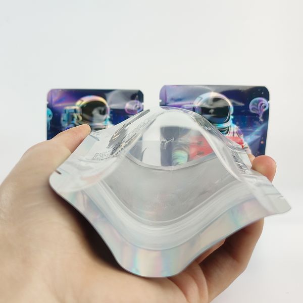 Custom 3.5g Holographic Mylar Bag MOQ 100 Digital Print Cartoon Resealable Snack Zipper Pouch