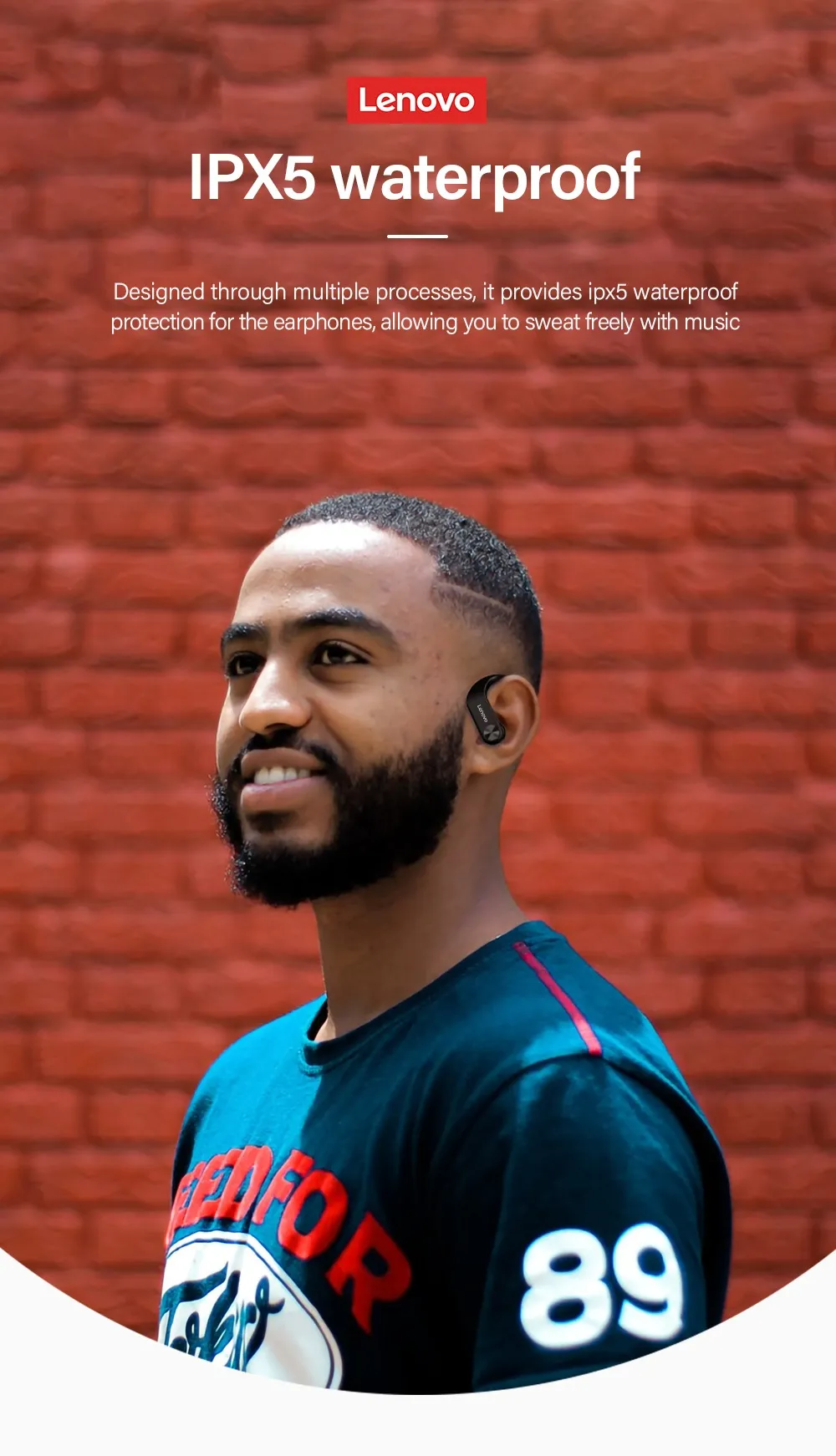 Ear Mounted Lenovo Tws Earbuds LP7 Waterproof IPX5 Bluetooth Earphones