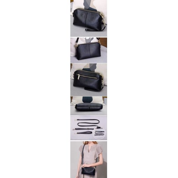 2025 New Fashion Korean-Style Phone Handbag Black PU Leather Shoulder Bag Waterproof Versatile Multi-Compartment Square Clutch