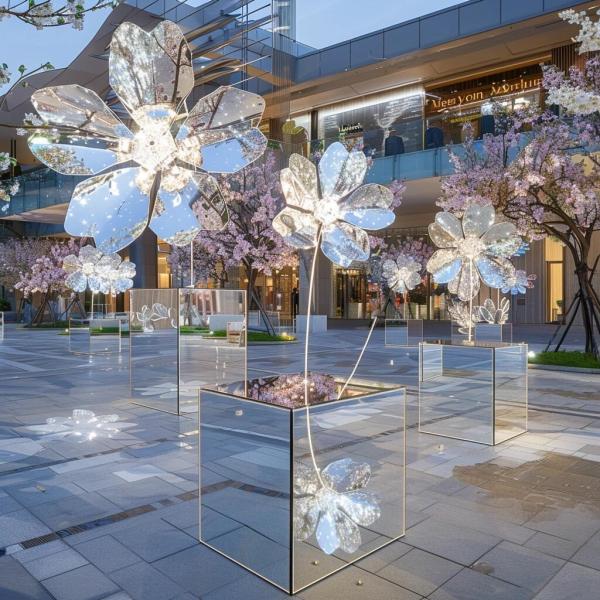 Customized Colors Modern Abstract Mirror Stainless Steel Sculpture for Outdoor Decoration from Model