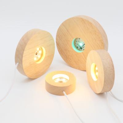 Base de lampe de table en bois Base ronde en bois en gros LED