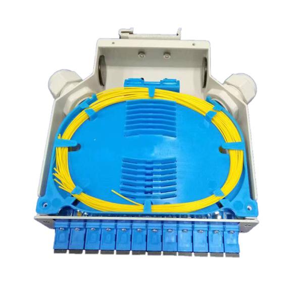 Aluminum Alloy Plastic Splice Tray DIN Fiber Optic Terminal Box 12 Port