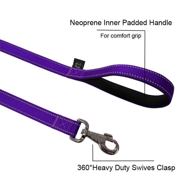 Neoprene Padded Pet Traction Rope Reflective Nylon Pet Dog Leash