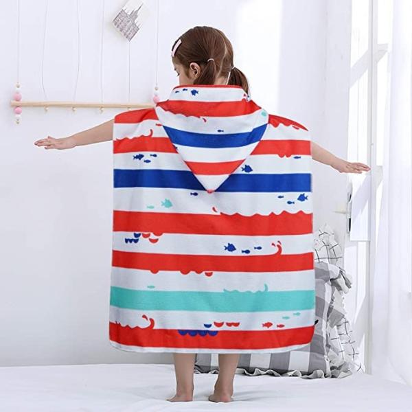 Microfiber Fabric 35''X24'' Kids Hooded Beach Towel