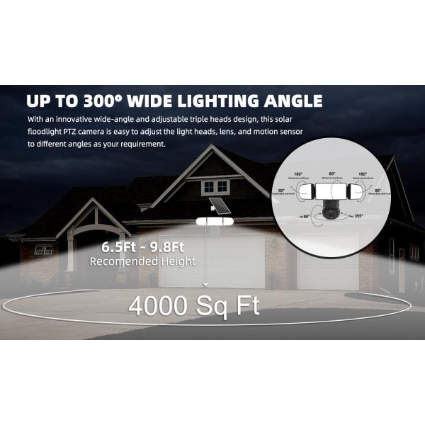 Built In Battery Home Security Camera Support Human Motion Tracking Solar Floodlight Camera